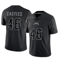 Youth McCallan Castles Los Angeles Chargers No.46 Limited Reflective Jersey - Black