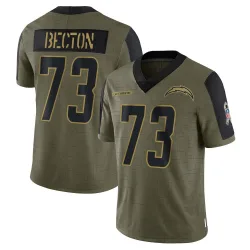 Youth Mekhi Becton Los Angeles Chargers No.73 Limited 2021 Salute To Service Jersey - Olive