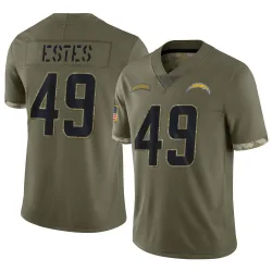 Youth Mike Estes Los Angeles Chargers No.49 Limited 2022 Salute To Service Jersey - Olive
