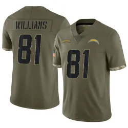 Youth Mike Williams Los Angeles Chargers No.81 Limited 2022 Salute To Service Jersey - Olive