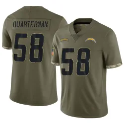 Youth Shaq Quarterman Los Angeles Chargers No.58 Limited 2022 Salute To Service Jersey - Olive