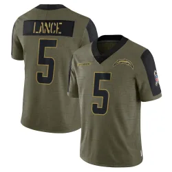 Youth Trey Lance Los Angeles Chargers No.5 Limited 2021 Salute To Service Jersey - Olive