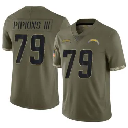 Youth Trey Pipkins III Los Angeles Chargers No.79 Limited 2022 Salute To Service Jersey - Olive