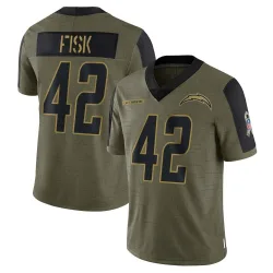 Youth Tucker Fisk Los Angeles Chargers No.42 Limited 2021 Salute To Service Jersey - Olive