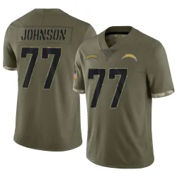 Youth Zion Johnson Los Angeles Chargers No.77 Limited 2022 Salute To Service Jersey - Olive